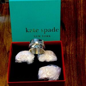 Kate Spade New York Grace Avenue Lenox Set of 4 Pcs Napkin Rings Ribbon and Bow